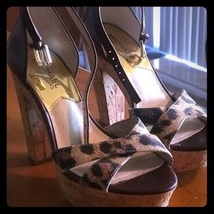 Michael Kors Leapord Print Cork Heels